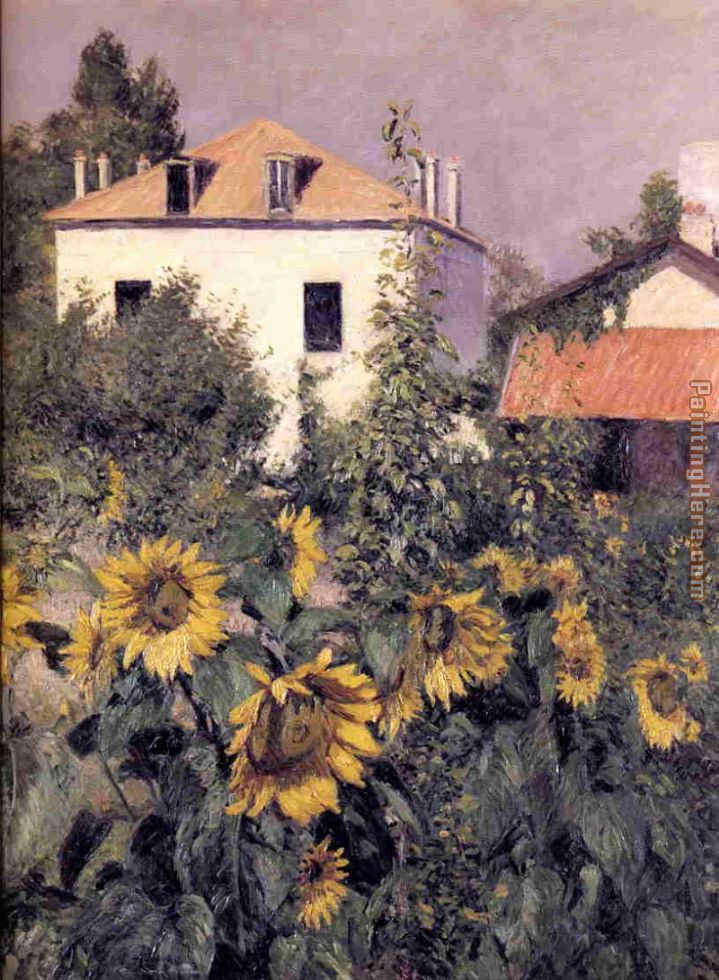 Sunflowers, Garden at Petit Gennevilliers painting - Gustave Caillebotte Sunflowers, Garden at Petit Gennevilliers art painting
